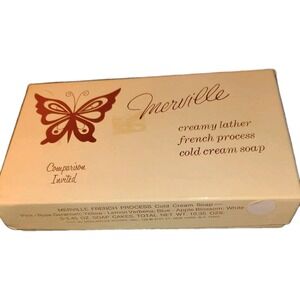 Vntg Merville Cold Cream‎ Soap "Spice" Creamy Lather French Process Boxed 3 bars